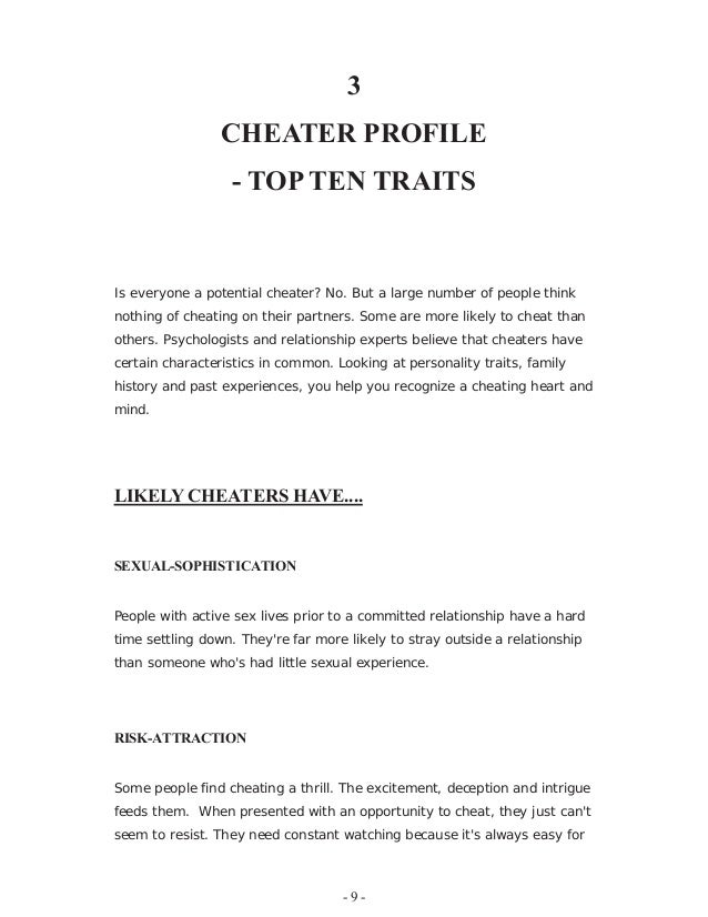 Serial cheaters personality traits